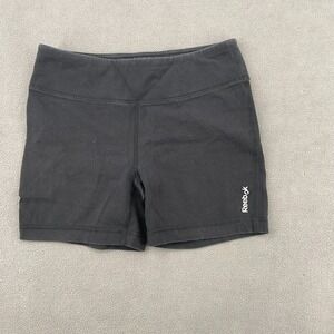 Reebok Athletic Shorts Womens Medium‎ Black Stretch Tight Fit Mid Rise Workout
